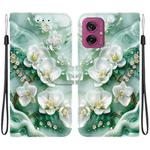 For Motorola Moto G55 Crystal Texture Colored Drawing Leather Phone Case(Jade Flowers)