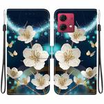 For Motorola Moto G84 Crystal Texture Colored Drawing Leather Phone Case(Magnolia)