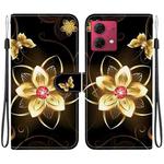 For Motorola Moto G84 Crystal Texture Colored Drawing Leather Phone Case(Gold Flower)