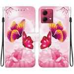 For Motorola Moto G84 Crystal Texture Colored Drawing Leather Phone Case(Pink Butterflies)