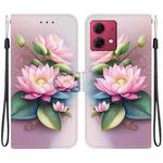 For Motorola Moto G84 Crystal Texture Colored Drawing Leather Phone Case(Lotus)