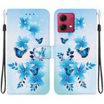 For Motorola Moto G84 Crystal Texture Colored Drawing Leather Phone Case(Blue Butterflies)