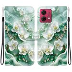 For Motorola Moto G84 Crystal Texture Colored Drawing Leather Phone Case(Jade Flowers)