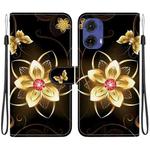 For Motorola Moto G85 Crystal Texture Colored Drawing Leather Phone Case(Gold Flower)