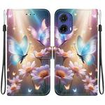 For Motorola Moto G85 Crystal Texture Colored Drawing Leather Phone Case(Butterfly Love Flower)