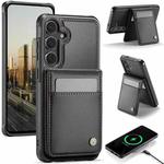 For Samsung Galaxy S24+ 5G JEEHOOD J06 British Style RFID MagSafe Card Bag PU Phone Case(Black)
