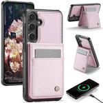 For Samsung Galaxy S24+ 5G JEEHOOD J06 British Style RFID MagSafe Card Bag PU Phone Case(Pink)