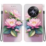 For Realme 12 5G Crystal Texture Colored Drawing Leather Phone Case(Lotus)