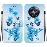 For Realme 12 5G Crystal Texture Colored Drawing Leather Phone Case(Blue Butterflies)