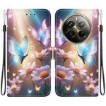 For Realme 12 Pro+ Global Crystal Texture Colored Drawing Leather Phone Case(Butterfly Love Flower)