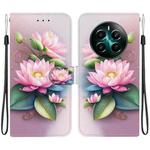 For Realme 12+ Crystal Texture Colored Drawing Leather Phone Case(Lotus)