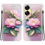 For Realme C55 / Narzo N55 Crystal Texture Colored Drawing Leather Phone Case(Lotus)