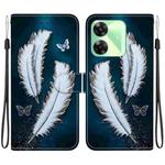 For Realme C61 / C63 / Note 60 Crystal Texture Colored Drawing Leather Phone Case(White Butterfly Feathers)