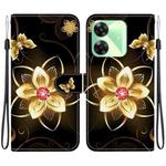 For Realme C61 / C63 / Note 60 Crystal Texture Colored Drawing Leather Phone Case(Gold Flower)