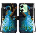 For Realme C61 / C63 / Note 60 Crystal Texture Colored Drawing Leather Phone Case(Peacock)