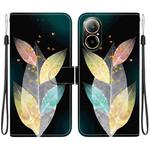 For Realme C67 4G Global Crystal Texture Colored Drawing Leather Phone Case(Colored Leaves)