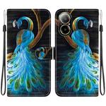 For Realme C67 4G Global Crystal Texture Colored Drawing Leather Phone Case(Peacock)