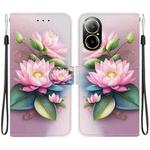 For Realme C67 4G Global Crystal Texture Colored Drawing Leather Phone Case(Lotus)