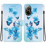 For Realme C67 4G Global Crystal Texture Colored Drawing Leather Phone Case(Blue Butterflies)