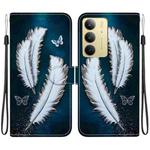 For Realme C75 Crystal Texture Colored Drawing Leather Phone Case(White Butterfly Feathers)