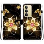 For Realme C75 Crystal Texture Colored Drawing Leather Phone Case(Gold Flower)