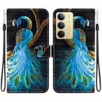 For Realme C75 Crystal Texture Colored Drawing Leather Phone Case(Peacock)