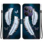 For Realme GT Neo6 SE / GT 6T Crystal Texture Colored Drawing Leather Phone Case(White Butterfly Feathers)