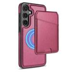 For Samsung Galaxy S24 FE 5G Skin Feel Detachable Card Bag Magsafe Phone Case(Wine Red)