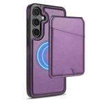 For Samsung Galaxy S24 FE 5G Skin Feel Detachable Card Bag Magsafe Phone Case(Purple)