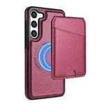 For Samsung Galaxy S23+ 5G Skin Feel Detachable Card Bag Magsafe Phone Case(Wine Red)