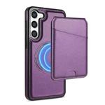 For Samsung Galaxy S23+ 5G Skin Feel Detachable Card Bag Magsafe Phone Case(Purple)