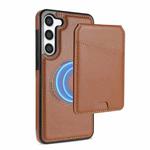 For Samsung Galaxy S23+ 5G Skin Feel Detachable Card Bag Magsafe Phone Case(Brown)
