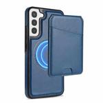 For Samsung Galaxy S21+ 5G Skin Feel Detachable Card Bag Magsafe Phone Case(Blue)