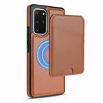 For Samsung Galaxy S20 FE 5G Skin Feel Detachable Card Bag Magsafe Phone Case(Brown)