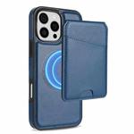 For iPhone 16 Pro Skin Feel Detachable Card Bag Magsafe Phone Case(Blue)