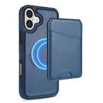 For iPhone 16 Plus Skin Feel Detachable Card Bag Magsafe Phone Case(Blue)