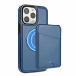 For iPhone 13 Pro Skin Feel Detachable Card Bag Magsafe Phone Case(Blue)