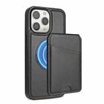 For iPhone 11 Pro Max Skin Feel Detachable Card Bag Magsafe Phone Case(Black)