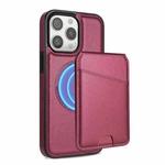 For iPhone 11 Pro Max Skin Feel Detachable Card Bag Magsafe Phone Case(Wine Red)