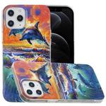 For iPhone 12 / 12 Pro Painted Pattern TPU Protective Case(Sunset Dolphin)