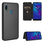 For Huawei Y6 (2019) / Honor Y6s Carbon Fiber Texture Horizontal Flip TPU + PC + PU Leather Case with Card Slot(Black)
