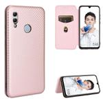 For Huawei Honor 10 Lite / P smart (2019) Carbon Fiber Texture Horizontal Flip TPU + PC + PU Leather Case with Card Slot(Pink)