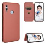 For Huawei Honor 10 Lite / P smart (2019) Carbon Fiber Texture Horizontal Flip TPU + PC + PU Leather Case with Card Slot(Brown)