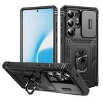 For Samsung Galaxy S25 Ultra 5G Sliding Camshield TPU Hybrid PC Phone Case with Holder(Black)