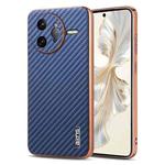 For Redmi K80 Pro AZNS Electroplated Edge Carbon Fiber Texture Phone Case(Blue)