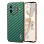 For Redmi K80 AZNS Electroplated Edge Carbon Fiber Texture Phone Case(Green)