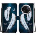 For OPPO A3 Pro 5G / K12X 5G Crystal Texture Colored Drawing Leather Phone Case(White Butterfly Feathers)