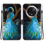 For OPPO A3 Pro 5G / K12X 5G Crystal Texture Colored Drawing Leather Phone Case(Peacock)