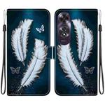 For OPPO A60 4G Crystal Texture Colored Drawing Leather Phone Case(White Butterfly Feathers)