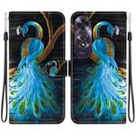 For OPPO A60 4G Crystal Texture Colored Drawing Leather Phone Case(Peacock)